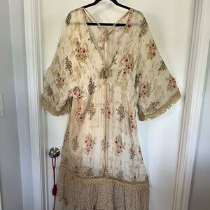 Floral Viscose Fabric with Pink Accents